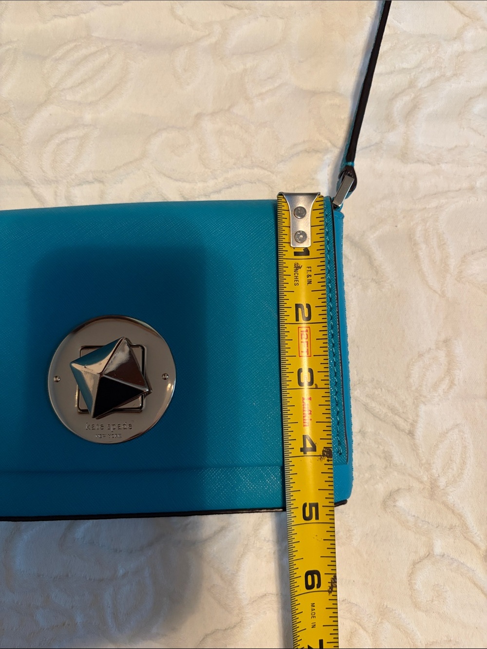 Kate Spade Teal Crossbody Shoulder Bag with Gold Clasp - Picture 11 of 13